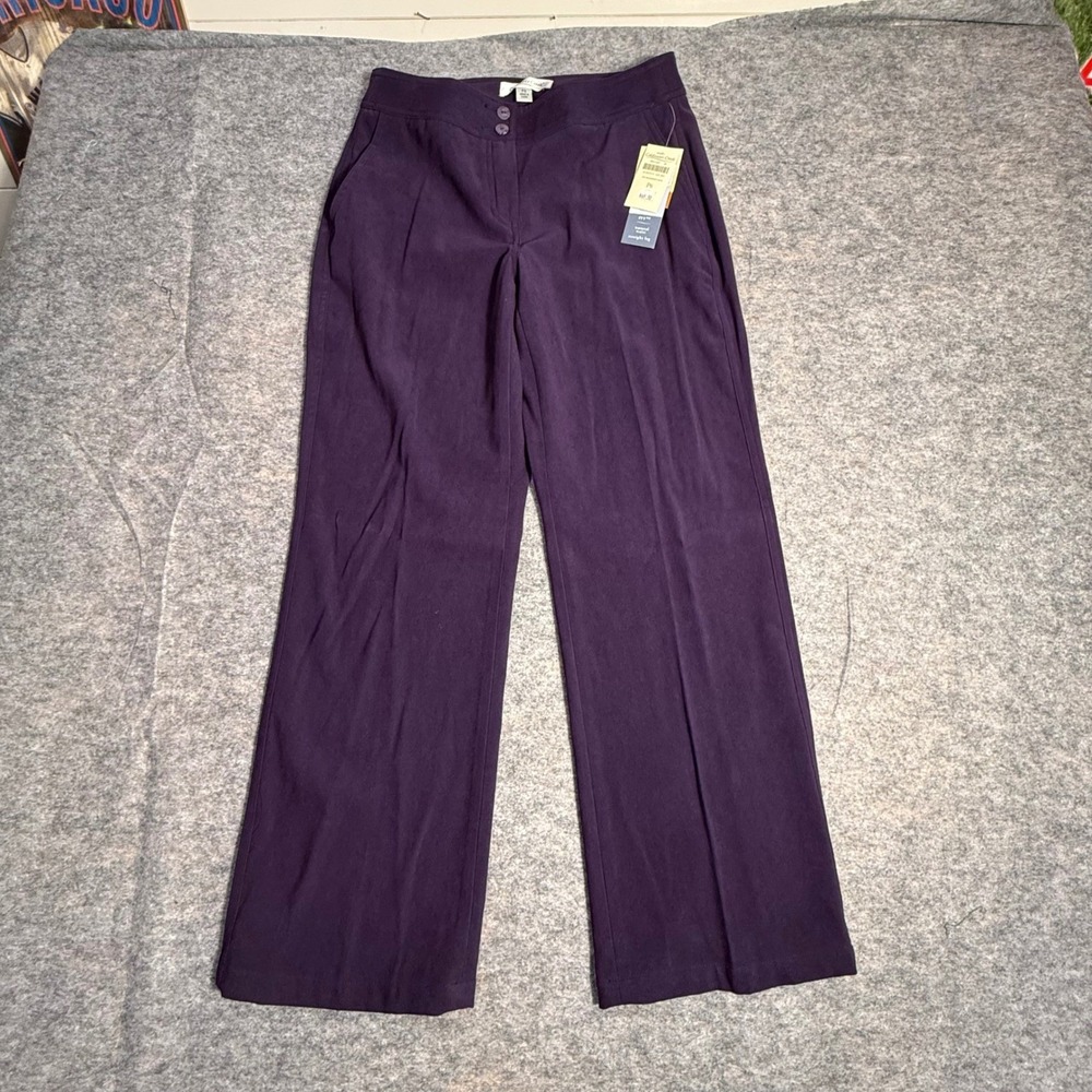 Coldwater Creek Ivy Moleskin Pants Purple‎ Straight Leg Petite 6 NWT